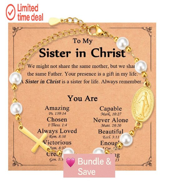 Stainless Steel Virgin Mary Cross Bracelet, Adjustable, Religious Gift - Picture 1 of 8